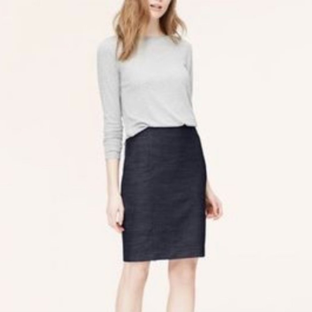 Ann Taylor Loft Dark Chambray Stretch Pencil Skirt